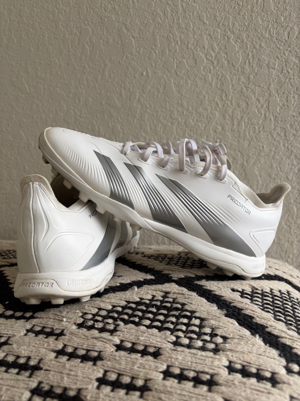 Adidas Predator Lightstrike Turf Soccer Shoes White & Silver